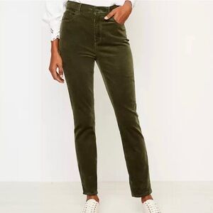 LOFT Women’s Dark Green Corduroy High Waist Skinny Pants Size 29/8